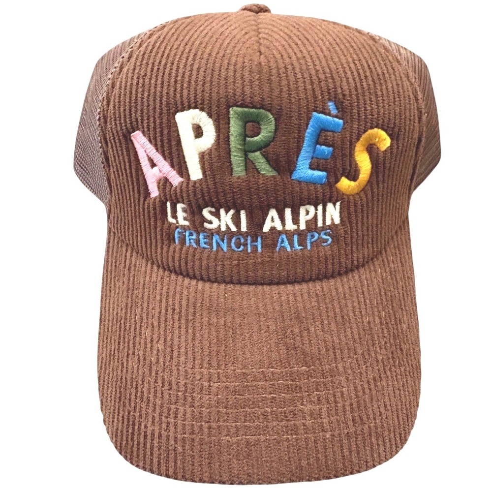 NWT Worn West Après Ski Corduroy Trucker Hat Brown Snapback‎ Anthropologie
